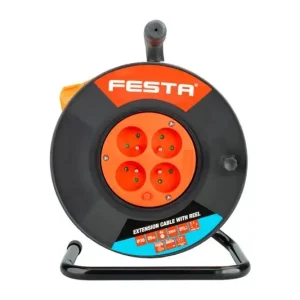 Kabel prodlužovací na bubnu FESTA 25m 4zásuvka 3x1.5mm IP20 MAX 3680W Akce