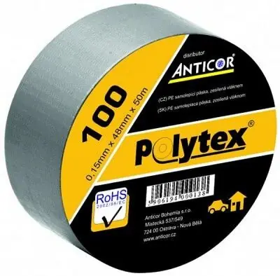 ANTICOR - 100 POLYTEX ( 48 x 50 ) šedostříbrná textilní izolační páska *1000480500815 Omezená Nabídka
