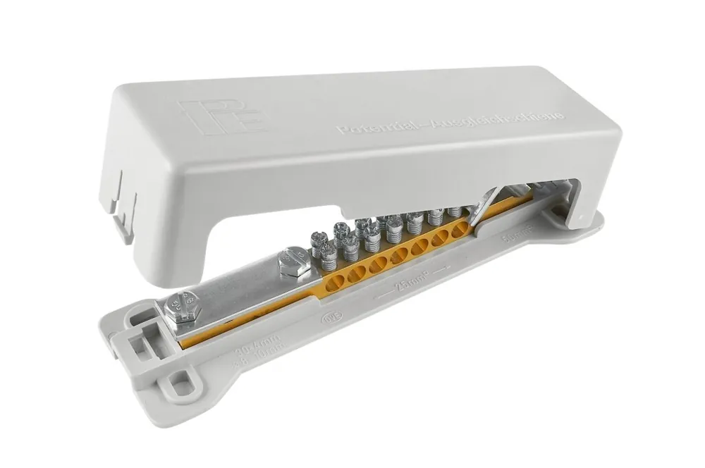 POLLMANN 2020301 Svorkovnice ekvipotenciální POT 25/16, krytá, 2-řadá, přip. 30x4mm,7x6-25mm Dokud Zásoby Vydrží