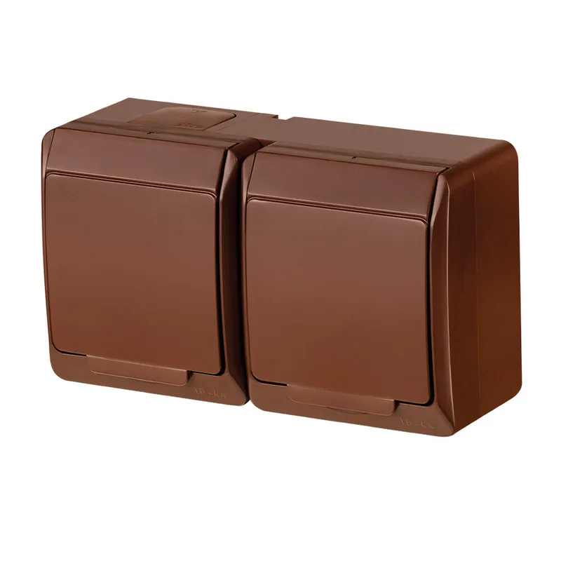 Cenový Hit FAMATEL 5322-06 GALATEA IP44 Zásuvka 2-násobná vodorovná (hnědá)