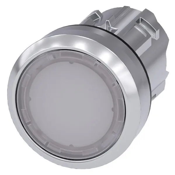 SIEMENS 3SU1051-0AB60-0AA0 Illuminated pushbutton, 22 mm, round, metal, shiny, white, push Sleva