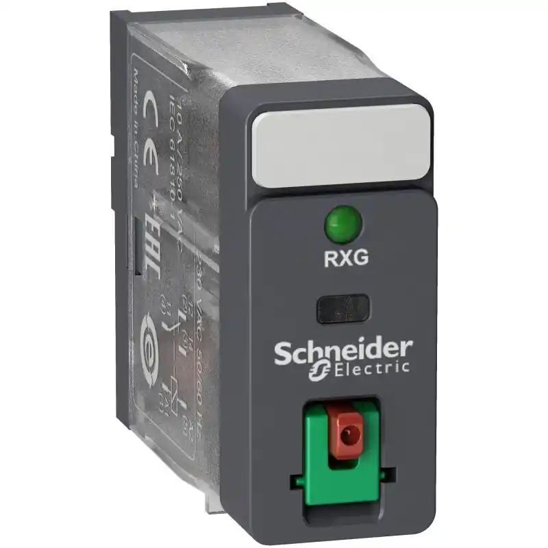 SCHNEIDER RXG12F7 Relé Zelio RXG, 1 V/Z, 10 A, 120 V AC, testovací tlačítko a LED Nakupujte Hned