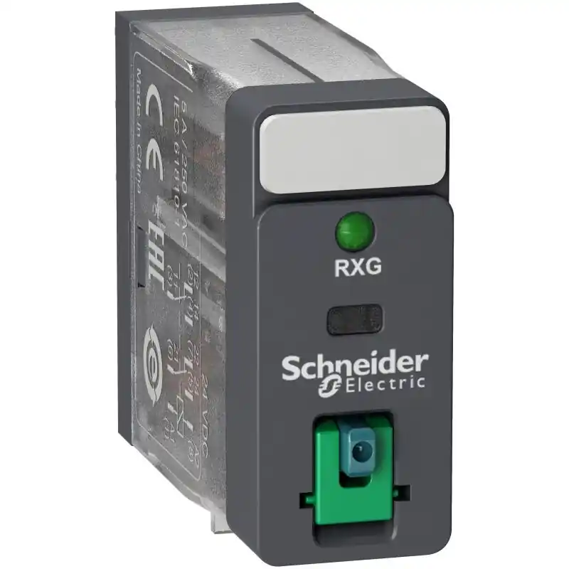 Super Cena SCHNEIDER RXG22JD Relé Zelio RXG, 2 V/Z, 5 A, 12 V DC, testovací tlačítko a LED