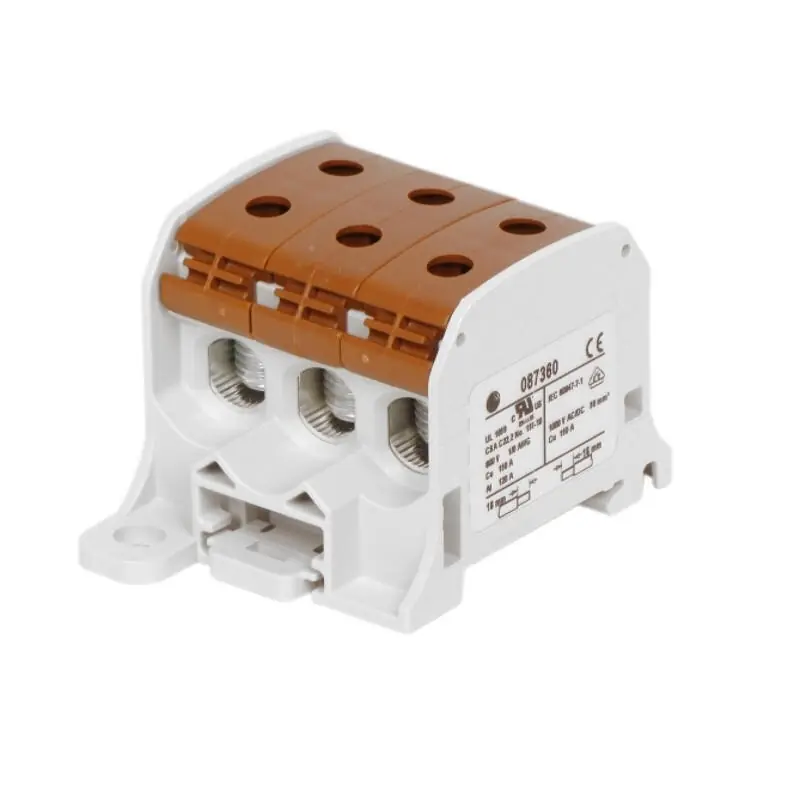 Časově Omezené HORA eTec 087360-3-3 Svorka univerzální RKA 50 1/6 L B, 150A, 1pól. (6x vstup), AL/CU, hnědá