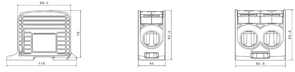 Cenově Výhodný HORA eTec 087920-0-3 Svorka univerzální RKA 300 DLG, 520A, 1pól. (4x vstup), AL/CU, šedá