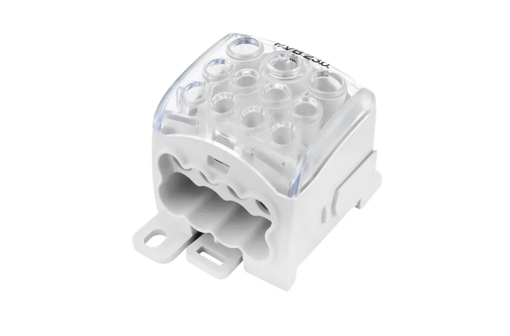 HORA eTec 082070-0-3 Blok pro rozdělení fází PDB 270, 1pól., 270A, 690V, šedý/průhledné víko, na DIN Luxusní