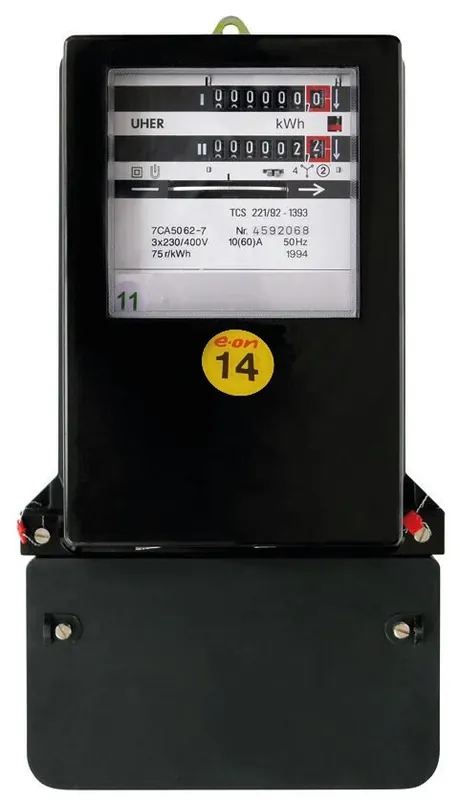 ELEMAN 1008980 Elektroměr ETD 10(60)A, 3-fáz., 2-tar., na kříž, mech. číselník, (cejch.) Dokud Zásoby Vydrží