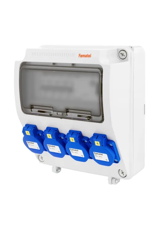 FAMATEL v142 ZSF40000000.0 /3957 Zásuvková skříň 4x230V IP54 jištěná bez chrániče - přístroje Eaton Must-Have