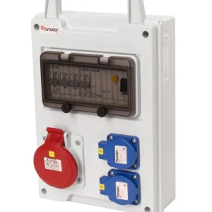 FAMATEL eb165 EB 201000.1 /8M Zásuvková skříň 2x230V+1x400V 16A 5p jištěná s chr.40/4/003,přenosná Nejlepší Volba