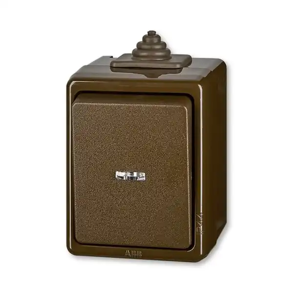 Sleva ABB 3553-91922 H PRAKTIK Ovládač zapínací, s čirým průzorem, se sv. N, řazení č.1/0SSo, IP44 ,hněd