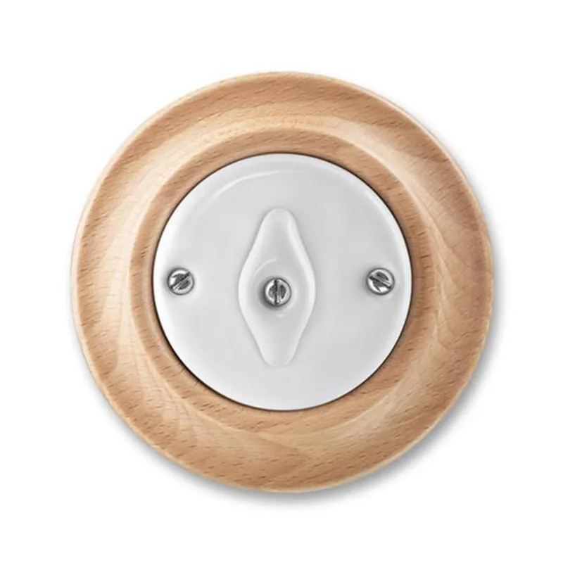 ABB 3560K-C06345 50, DECENTO Přepínač střídavý, otočný; bílá-porc./přírodní buk Prémiový