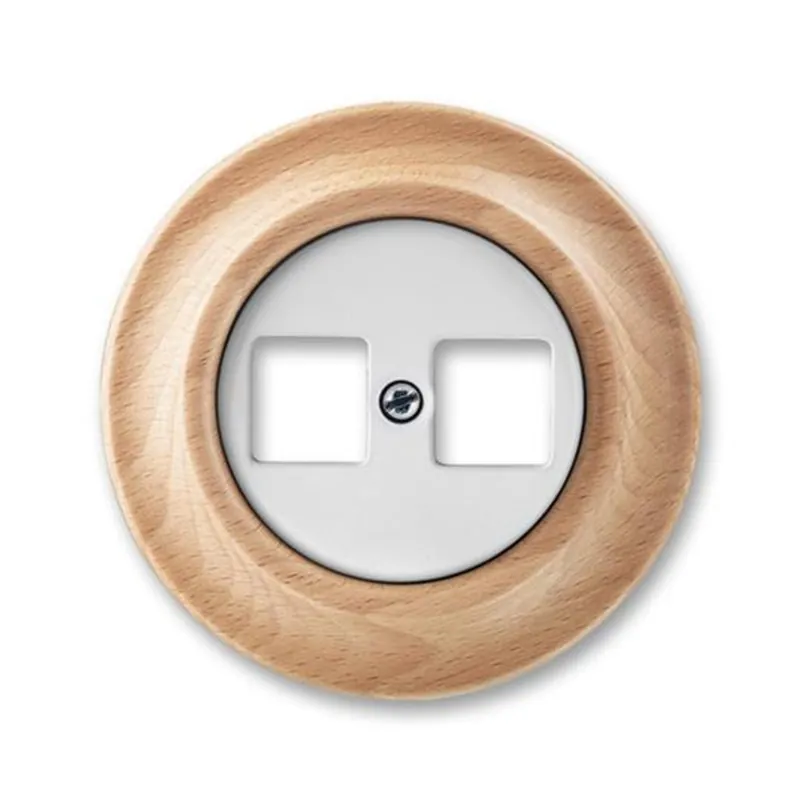 Levný ABB 5014K-C01018 50, DECENTO Zásuvka komunikační dvojnásobná; bílá-porc./přírodní buk