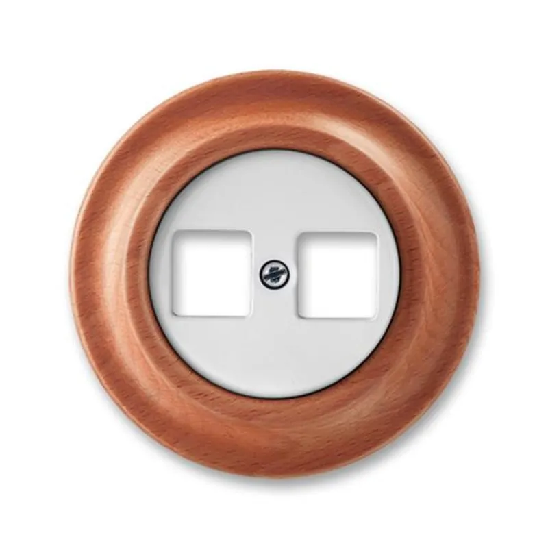 Doprava Zdarma ABB 5014K-C01018 52, DECENTO Zásuvka komunikační dvojnásobná; bílá-porc./třešeň