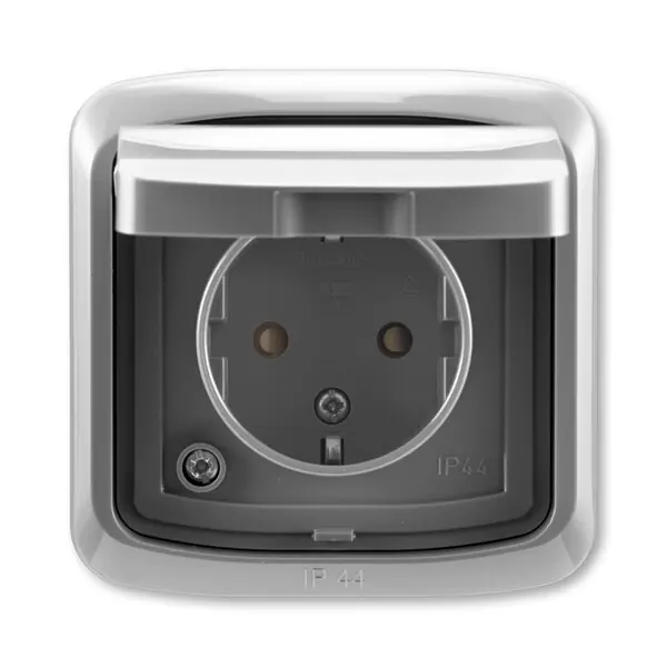 Ihned K Objednání ABB 5518A-3999 S Zásuvka 1nás. podle DIN, víčkem, rámečkem, IP44 ,šedá