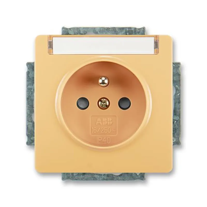 ABB 5518G-A02352 D1, SWING Zásuvka jednonásobná, s cl., s popis. polem; béžová Levný