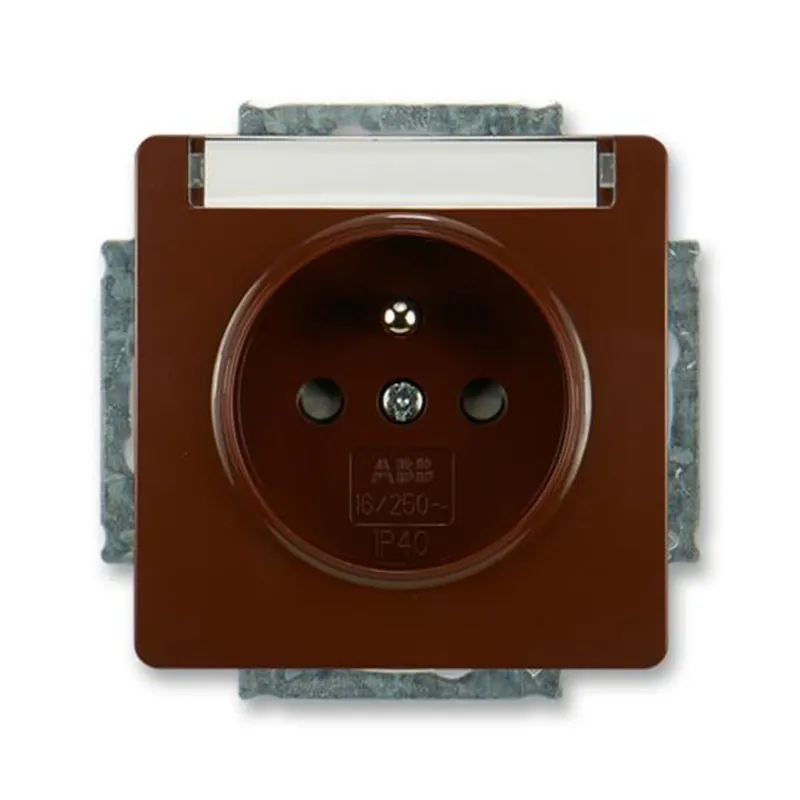 ABB 5518G-A02352 H1, SWING Zásuvka jednonásobná, s cl., s popis. polem; hnědá Bezpečná Platba