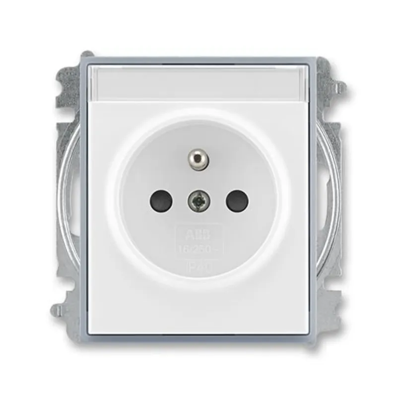 Časově Omezené ABB 5519E-A02352 04, ELEMENT Zásuvka jednonásobná, bezšroub., s pop.pol.; bílá/ledová šedá
