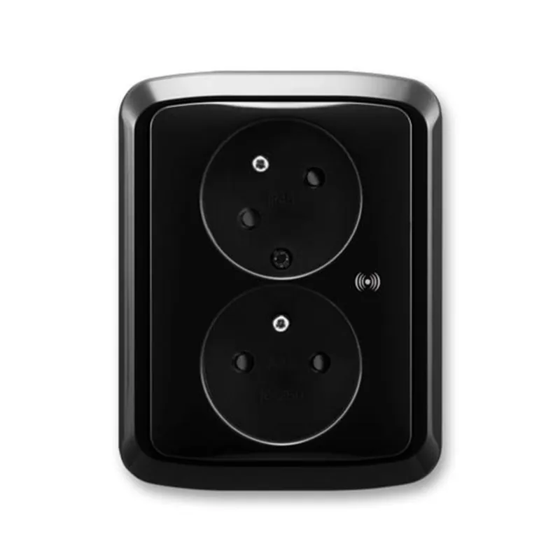 ABB 5583A-C02357 N, TANGO Zásuvka 2násobná s natoč. dut., s př.ochr.; černá Doprava Zdarma