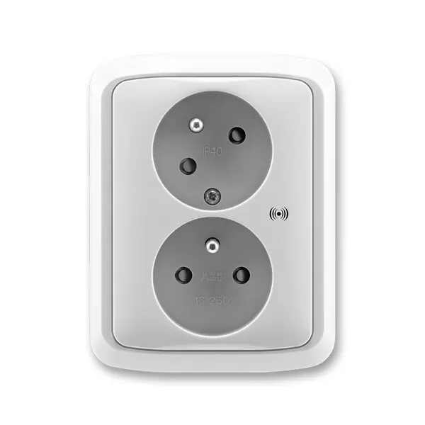 Ověřený ABB 5583A-C02357 S, TANGO Zásuvka 2násobná s natoč. dut., s př.ochr.; šedá