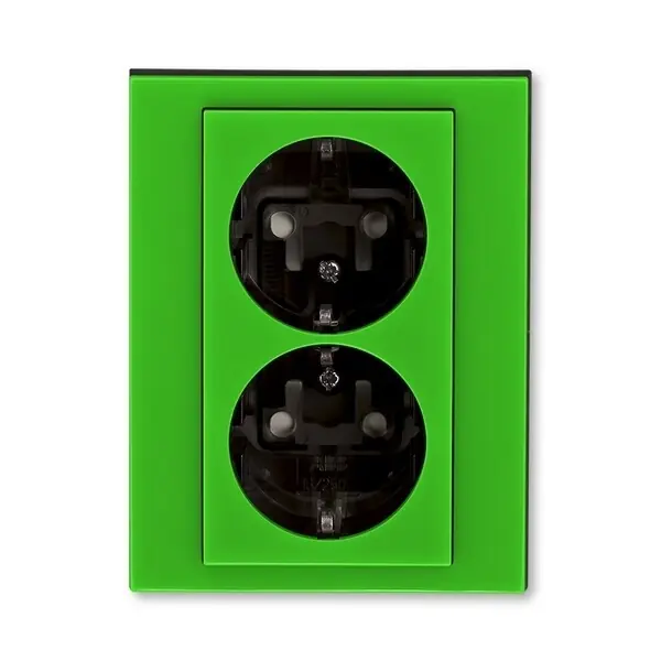 Moderní ABB 5522H-C03457 67 Zásuvka dvojnásobná s ochr.kontakty (podle DIN),zelená/kouřová