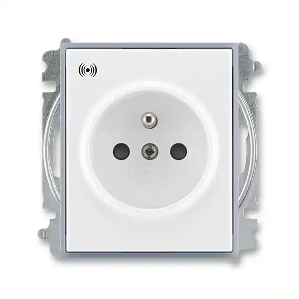 ABB 5589E-A02357 04, ELEMENT Zásuvka s přepěťovou ochranou, s ak.sig.; bílá/ledová šedá Speciální Cena
