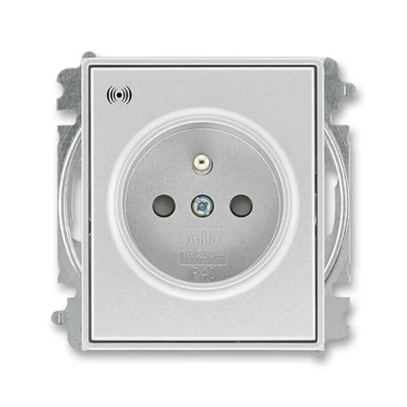 ABB 5589E-A02357 08, TIME Zásuvka s přepěťovou ochranou, s ak.sig.; titanová Super Cena