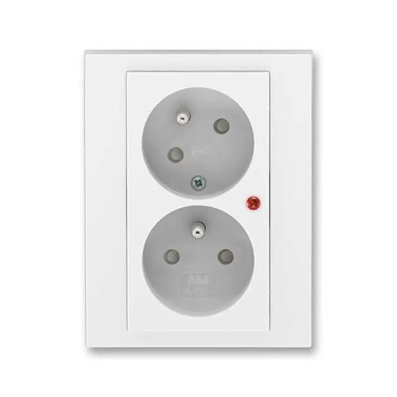 ABB 5593H-C02357 01, LEVIT Zásuvka dvojnásobná, s př.ochr.; bílá/ledová bílá Cenová Bomba