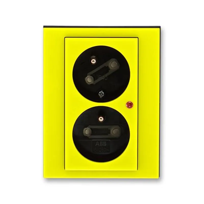 Hit Sezóny ABB 5593H-C02357 64, LEVIT Zásuvka dvojnásobná, s př.ochr.; žlutá/kouřová černá