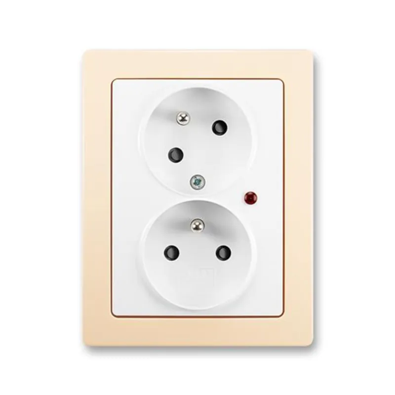 ABB 5593J-C02357 B1C1, SWING Zásuvka 2násobná s nat.dut., s př.ochr.; jasně bílá/krémová Dokud Zásoby Vydrží