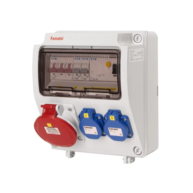 FAMATEL v190 ZSF20001000.1 /3957 Zásuvková skříň 2x230V+1x400V 32A 5pIP44 jištěná s chráničem - přístroje Eaton Garance Vrácení Peněz