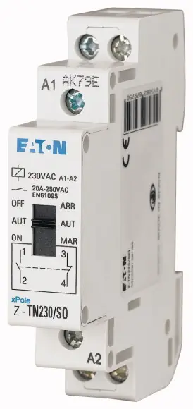 EATON 267975 Z-TN230/1S1O Instalační relé 230V AC, 1 zap. 1 vyp. kont., ON/AUT/OFF Vrácení Zdarma