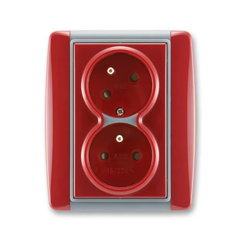 ABB 5513E-C02357 24, ELEMENT Zásuvka dvojnásobná chráněná s cl. bezš. svorky,karm./led.šed Super Cena