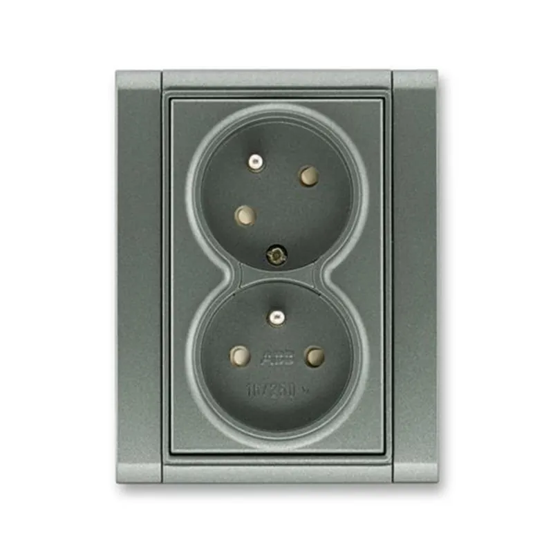 Záruka V Ceně ABB 5513F-C02357 34, TIME Zásuvka dvojnásobná s cl., bezšroub.; antracitová