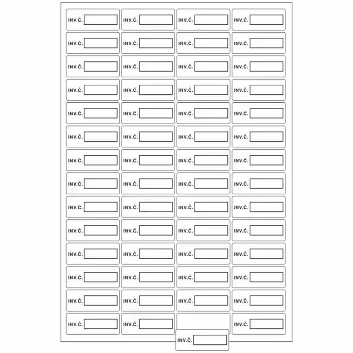 STRO.M DT045a-15-01 Inventární číslo INV.Č. .......  ( aršík 56ks ) 5x2cm (samolepka) Rychlé Dodání