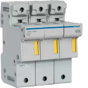 HAGER LR603 Odpojovač válcových pojistek velikosti 14x51, 3-pól. do 50A Záruka V Ceně