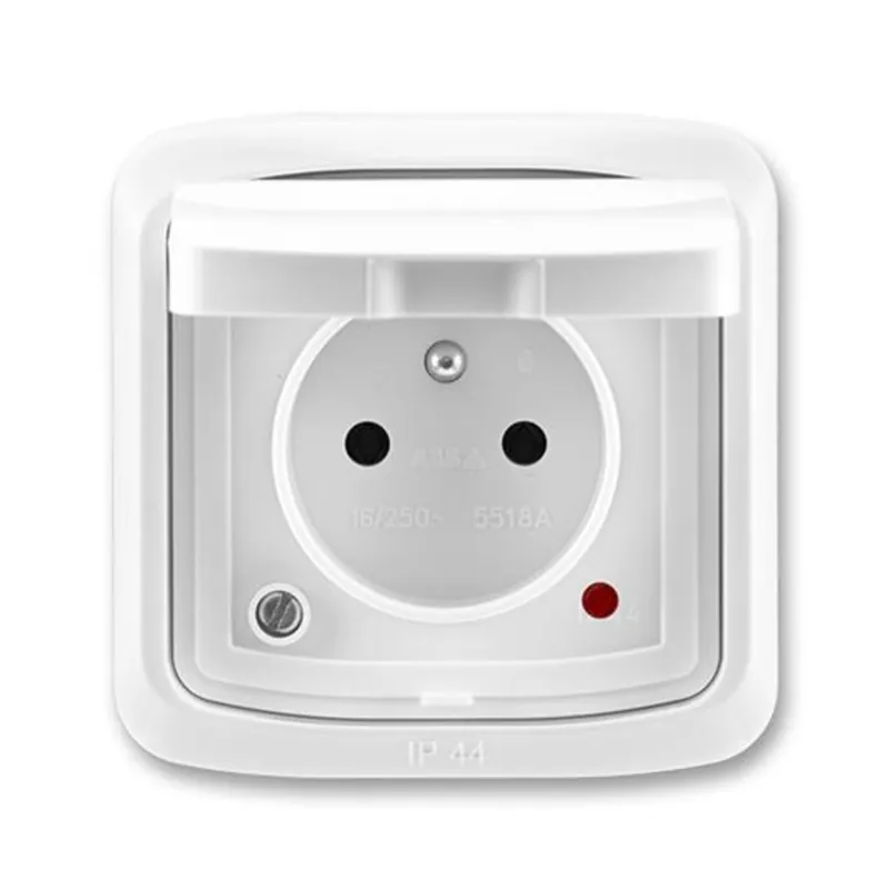 Celosvětová Doprava ABB 5598A-2999B Zásuvka jedn. s víčkems PO, IP44 bílá