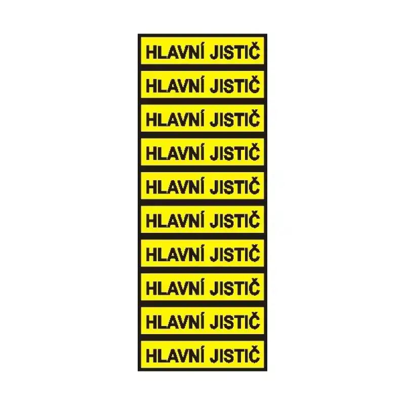 Super Cena STRO.M 6131b-09-09 Hlavní jistič - žlutočerná ( aršík 10ks ) 5 x 1,3cm (samolepka)