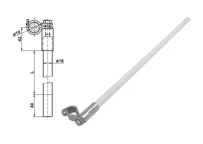 Objednat Nyní TREMIS VP130 / ITJ 93 ( FeZn/GFK ) Izolační tyč pro jímací tyč 930mm