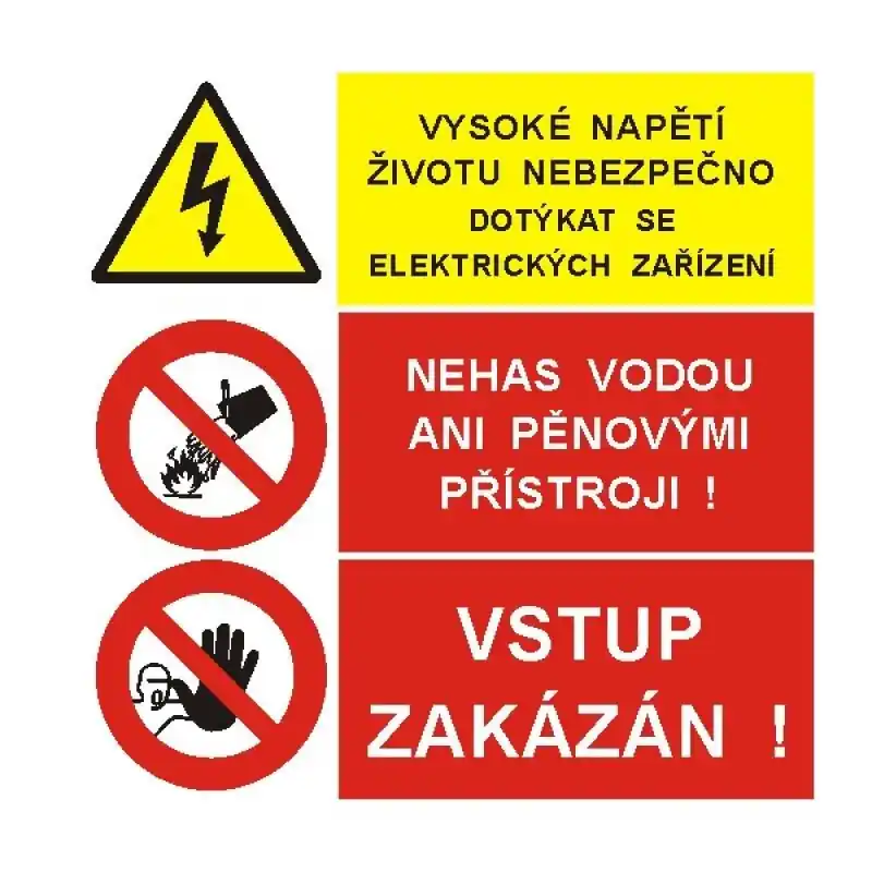 Nejprodávanější STRO.M 9002-14-06 Vysoké napětí životu nebezpečo dotýkat se el. zařízení / Nehas vodou ani pěnovými přístroji! 42x42cm (plast)