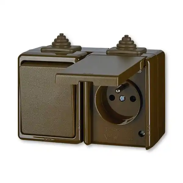 ABB 3932-20062 H Kombinace přepínače střídavého a zásuvky jednonásobné, IP44 ,hnědá Horká Nabídka