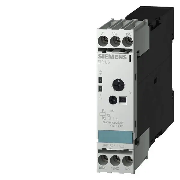 Vysoce Kvalitní SIEMENS 3RP1525-1AQ30 TIME RELAY, ON-DELAY, 1C, 15 RANGES (1,3,10,30,100) (S,MIN,H) AC 24,