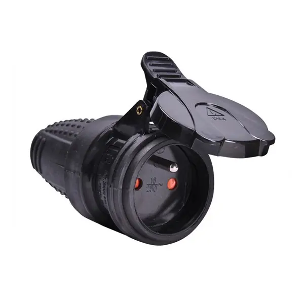 Gumová zásuvka na kabel 230V P77 do vlhka, IP44 černá Odeslání Ihned