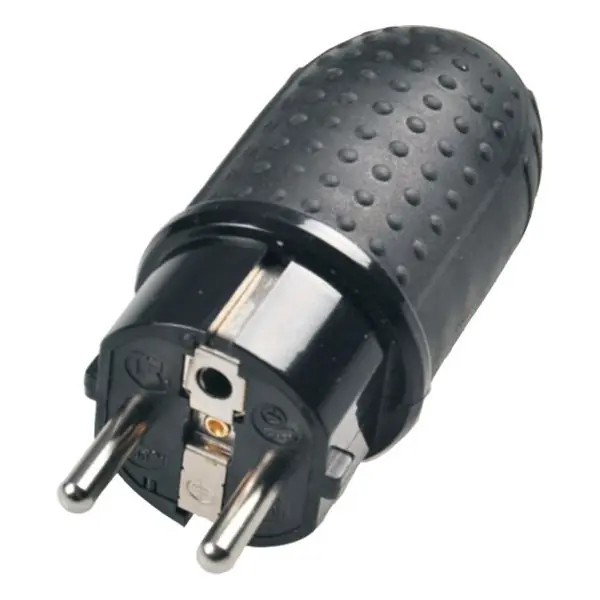 Aktuální Gumová vidlice zástrčka přímá P76 do vlhka IP44, černá