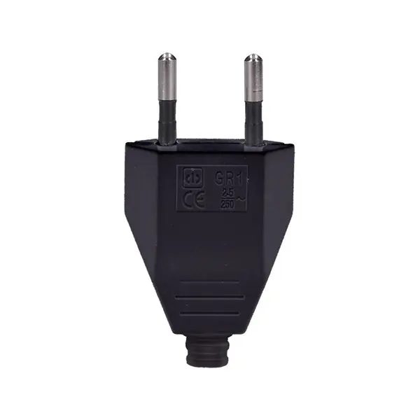 Vidlice zástrčka přímá plochá 230V, černá Omezená Nabídka