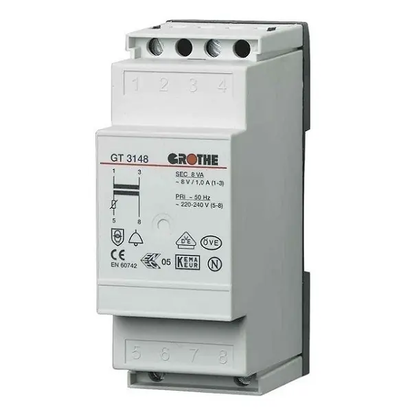 Zvonkové trafo na DIN lištu 8V Grothe GT 3148 Přímo Od Výrobce
