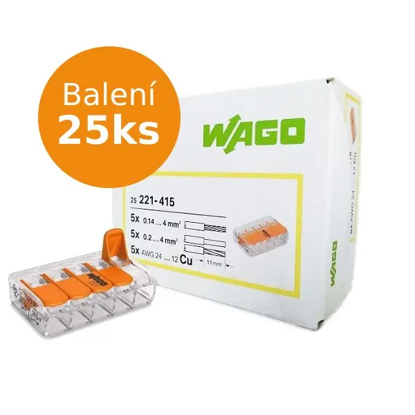 WAGO svorky s páčkou 221-415, 5x4mm - balení 25ks Odeslání Ihned
