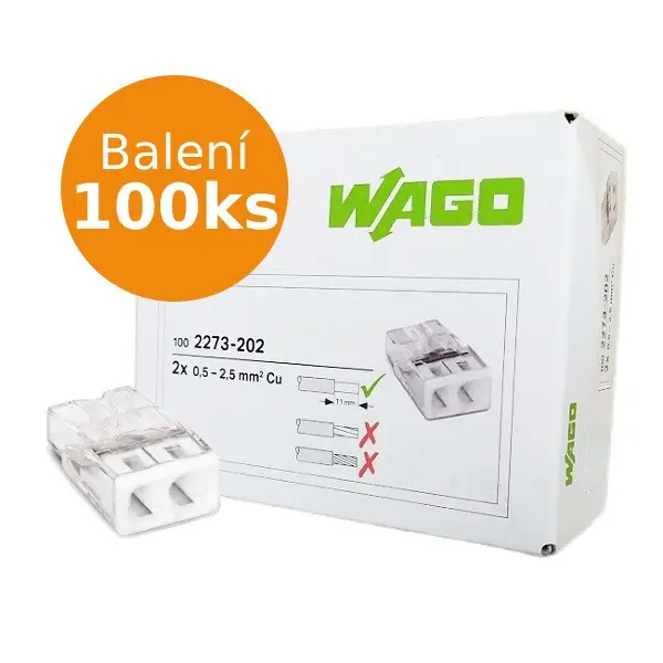Akční Cena WAGO svorky MINI 2273-202, 2x2,5mm - balení 100ks