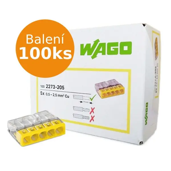 WAGO svorky MINI 2273-205, 5x2,5mm - balení 100ks Garance Vrácení Peněz
