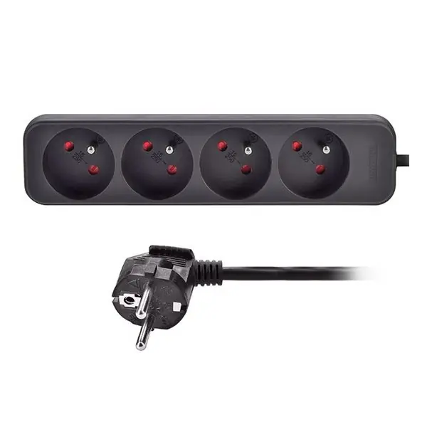 Prodlužovací kabel 3m, 4x zásuvka, černý Výhodná Nabídka