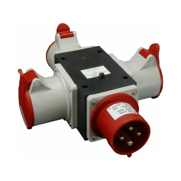 Rozdvojka 400V - 3xzásuvka 32A/4p, IP44 Celosvětová Doprava